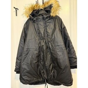 Modern Eternity 3-in-1 Maternity Parka Women XL Black Excellent Faux Fur Hood